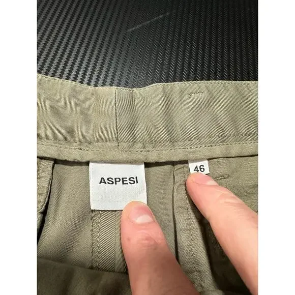 Aspesi Women’s Khaki Trouser Pants Pleated Tan Size 46 - Picture 3 of 11